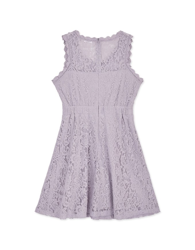 Lace Sleeveless Umbrella Hem Mini Dress
