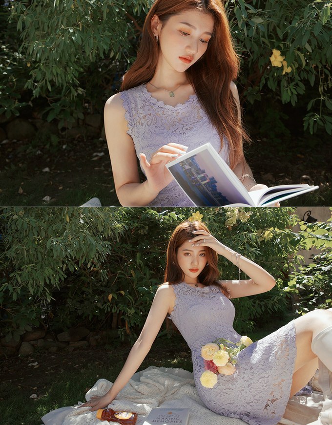 Lace Sleeveless Umbrella Hem Mini Dress