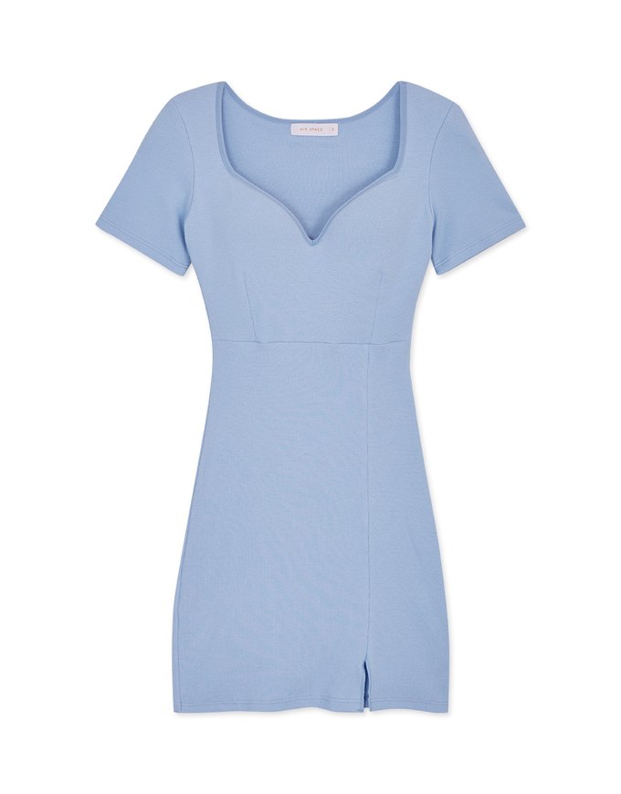 Push-Up Slit Knit Bodycon Mini Dress
