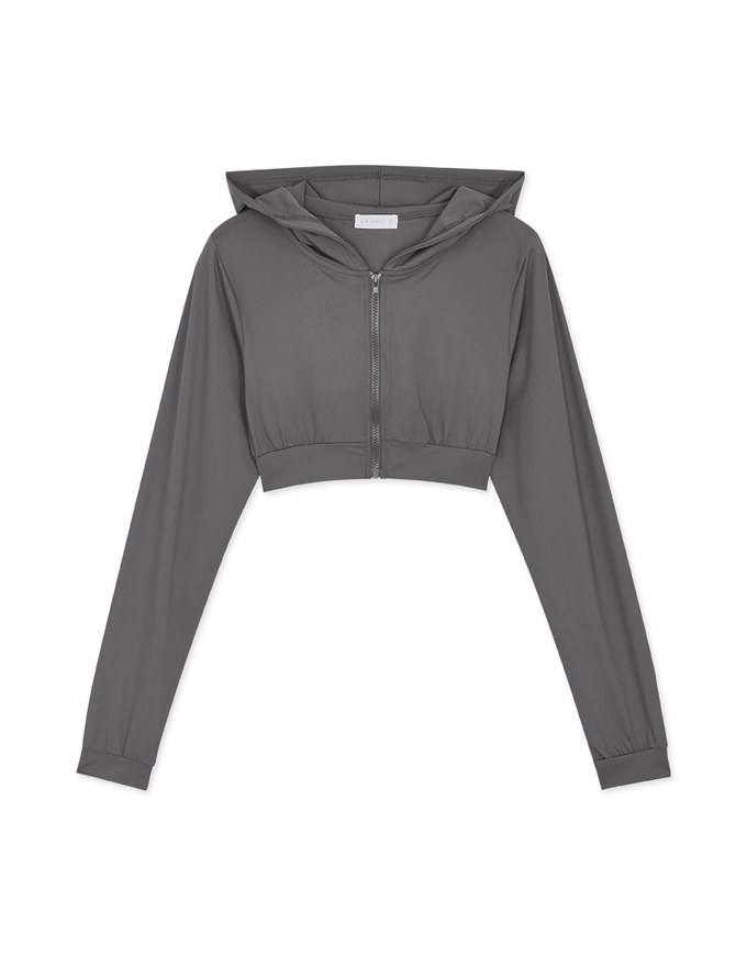 Lightweight Hooded Crop Track Blazer Jacket