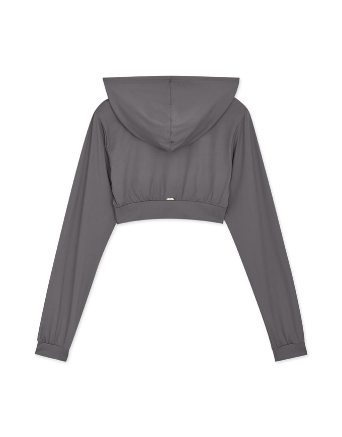 Lightweight Hooded Crop Track Blazer Jacket