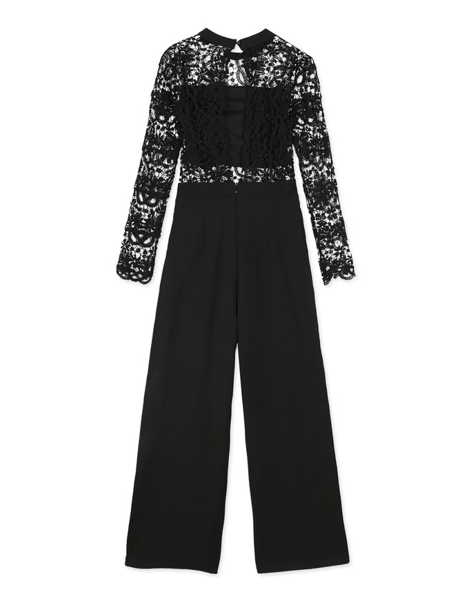 Sheer Lace Backless Jumpsuit Pants (With Inner Wear)