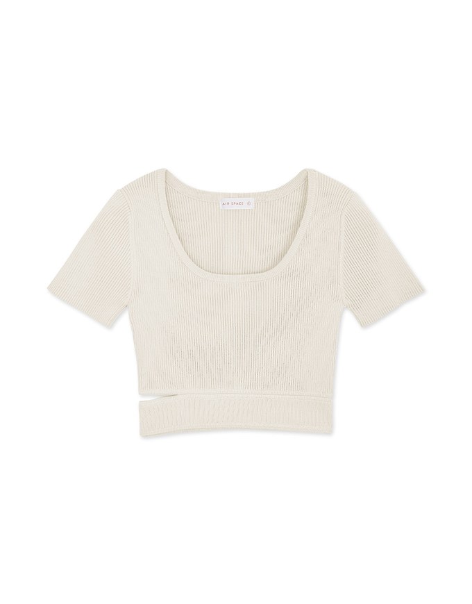 One Side Cutout Cropped Knit Top