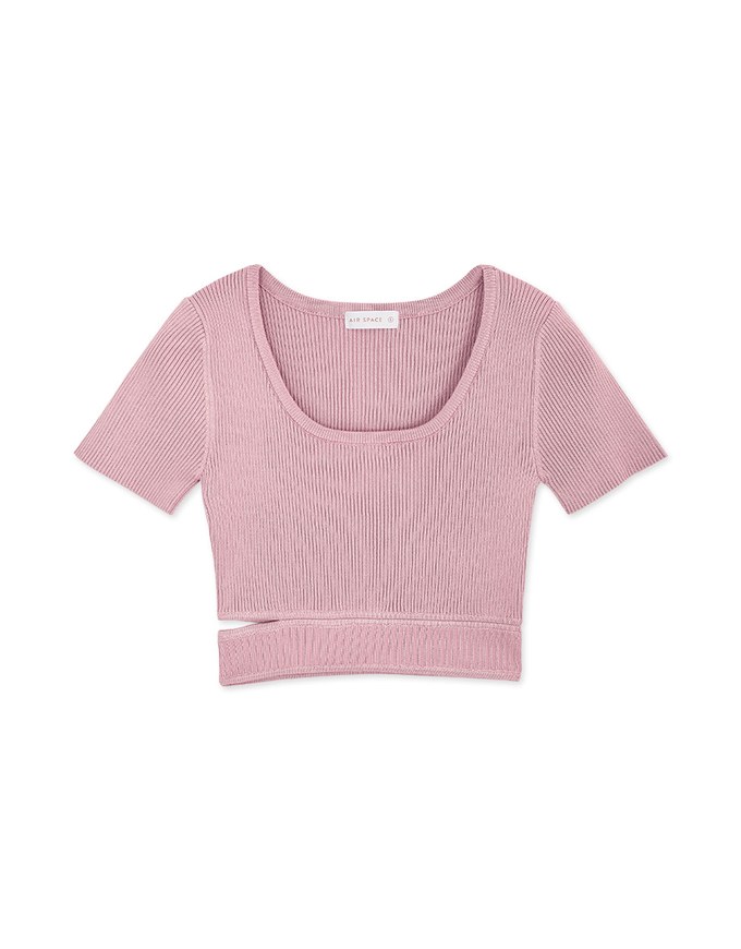 One Side Cutout Cropped Knit Top