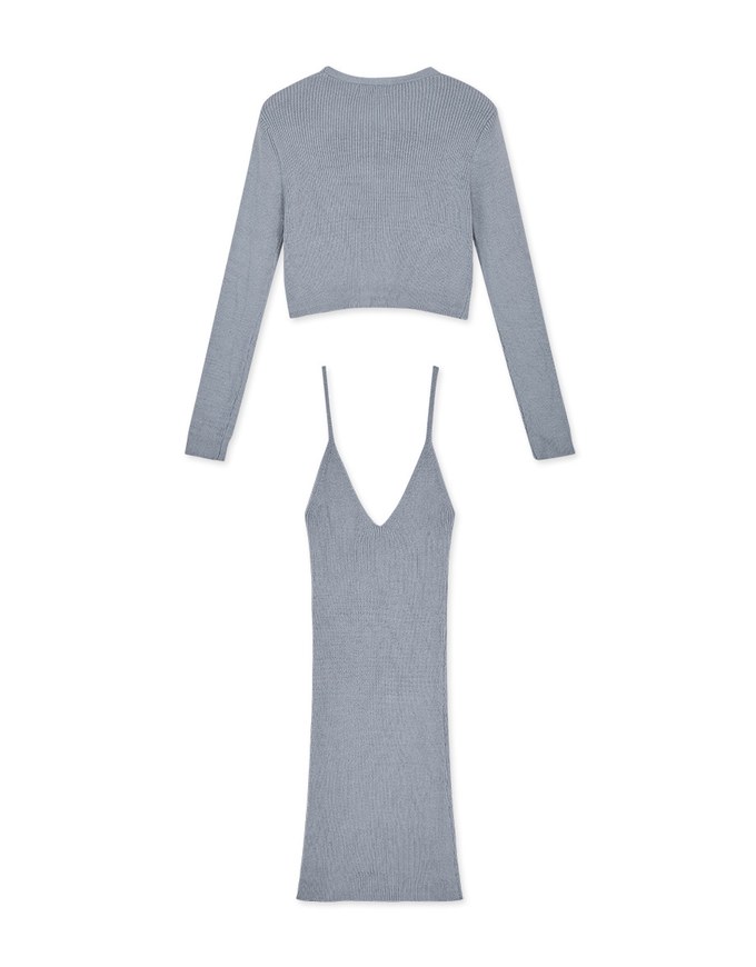 V-Neck Knit Two-Piece Dress