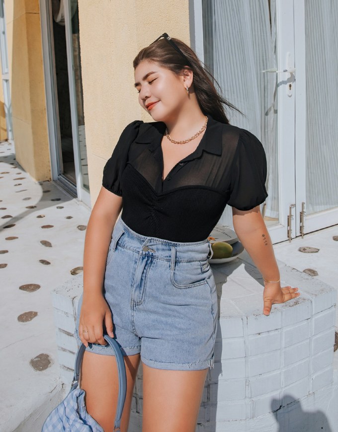 Sweet Panelled Lapel Top