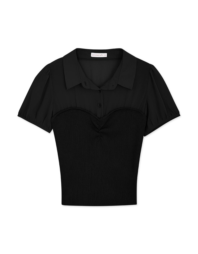 Sweet Panelled Lapel Top