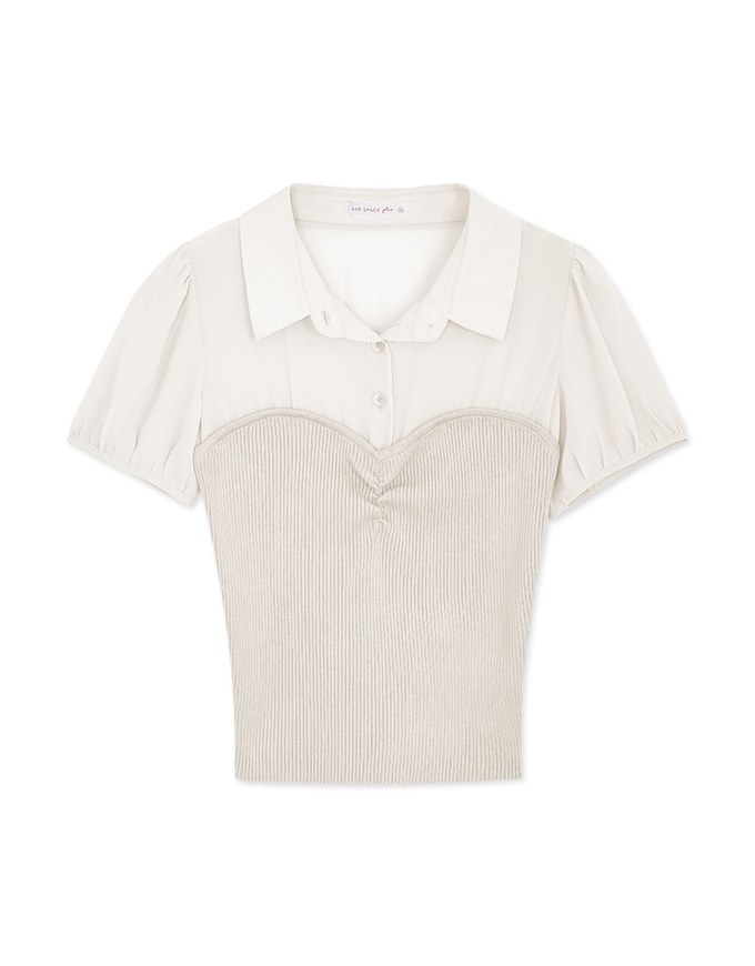 Sweet Panelled Lapel Top