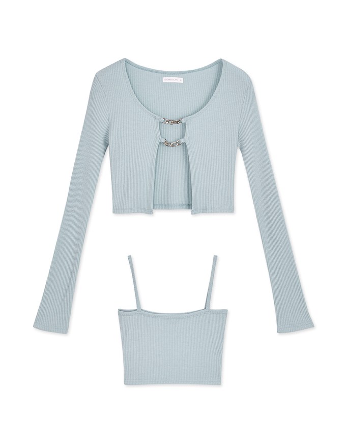 Metal Straight Grain Two-Piece Crop Top