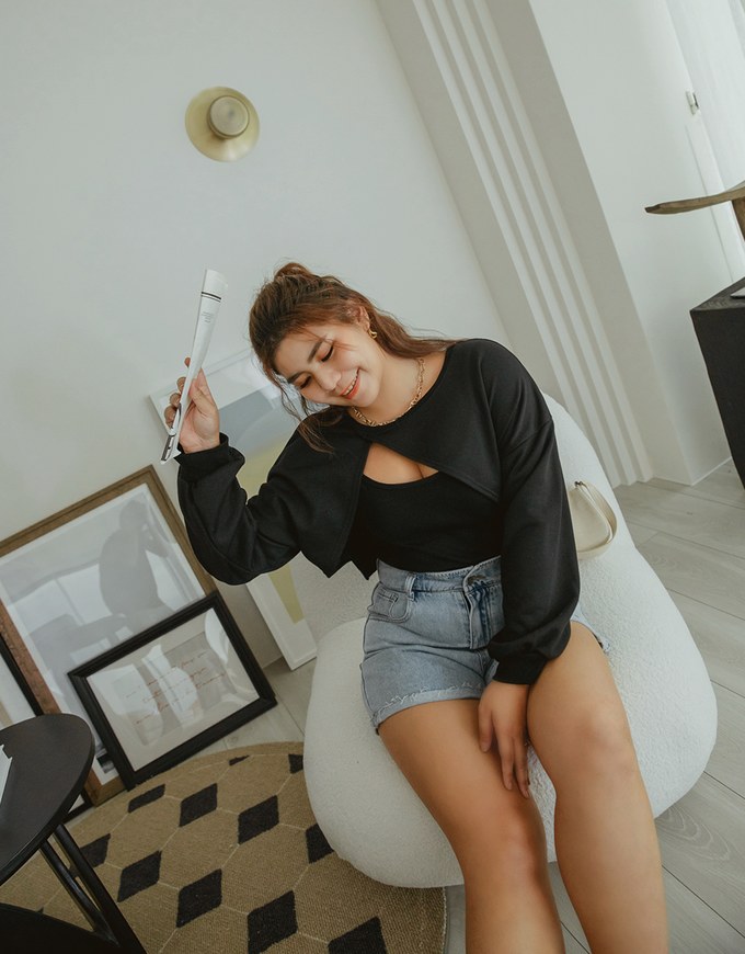 2Way Slit Two-Piece Cropped Top