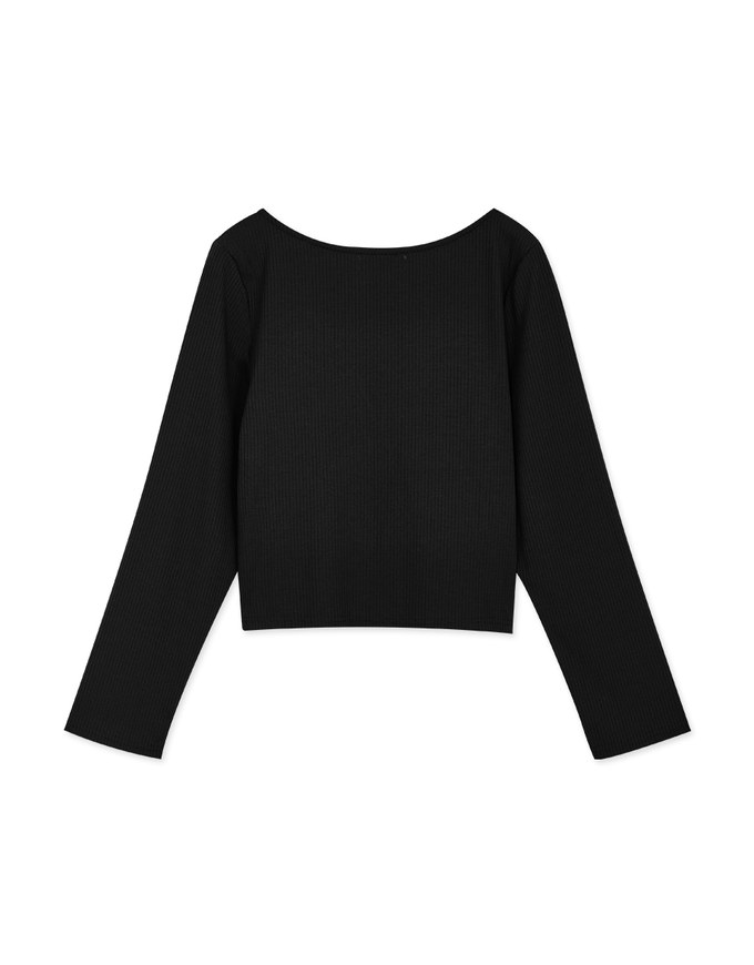 Littile V Notch Knit Crop Top