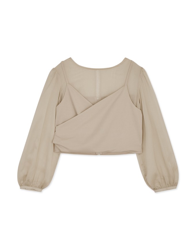 Fake Two-Piece Sheer Crop Top