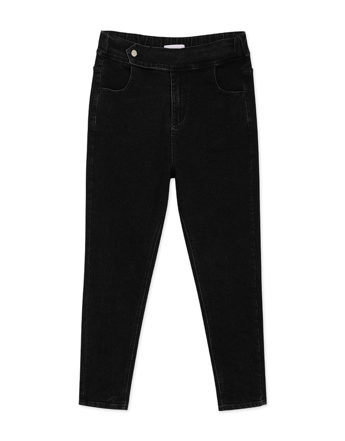 Side Buttoned Skinny FIt Denim Jeans Pants