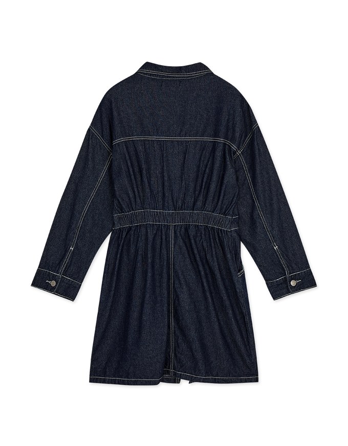 Casual Seamline Slit Denim Jeans Mini Dress