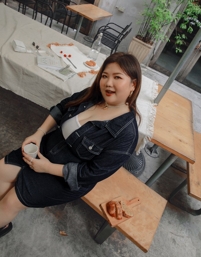 Casual Seamline Slit Denim Jeans Mini Dress