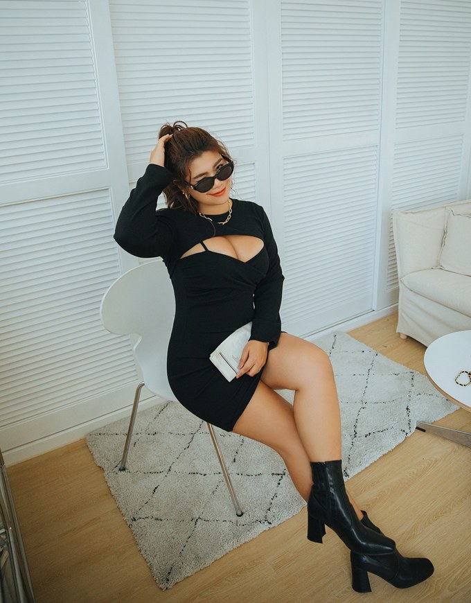 Low Cut Two Piece Bodycon Mini Dress