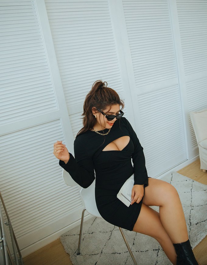 Low Cut Two Piece Bodycon Mini Dress