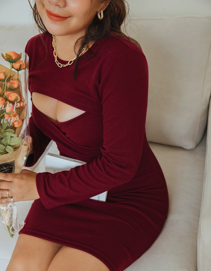 Low Cut Two Piece Bodycon Mini Dress