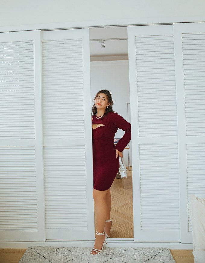 Low Cut Two Piece Bodycon Mini Dress