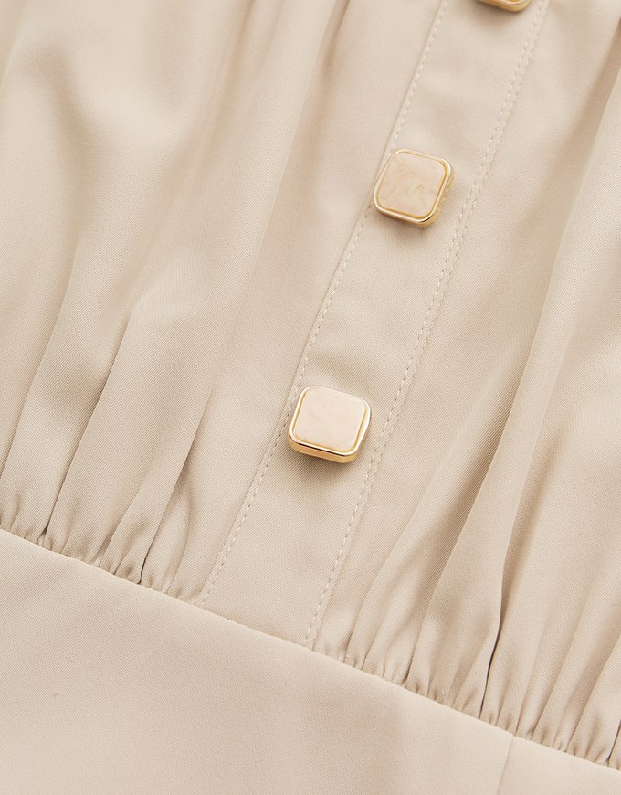 Square Neck Buttoned Mini Flare Dress
