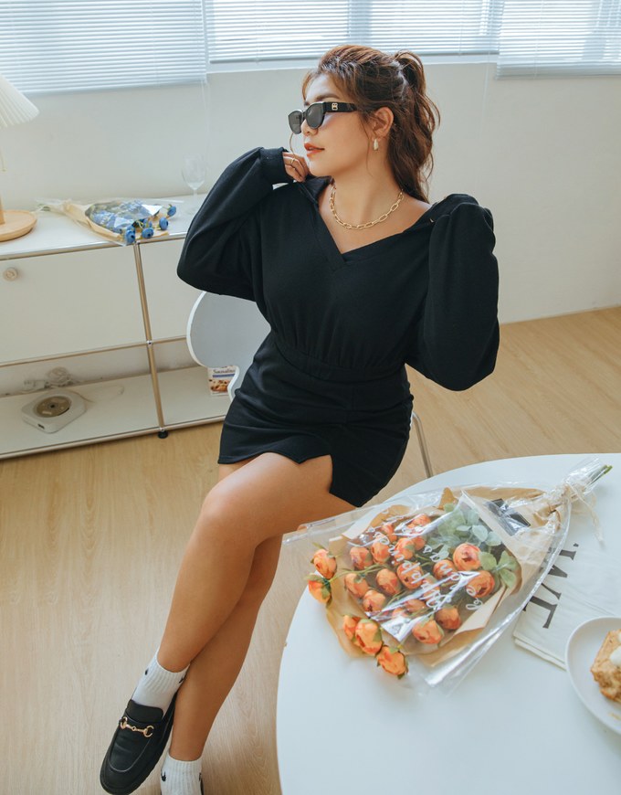 Preppy V Neck Hooded Dress