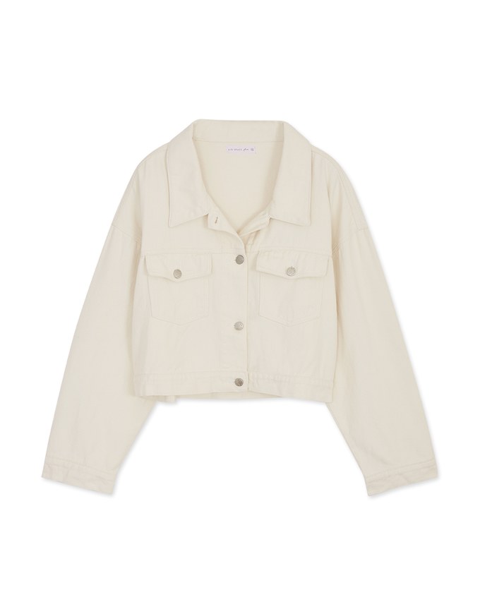 Button-Down Crop Denim Jeans Blazer Jacket