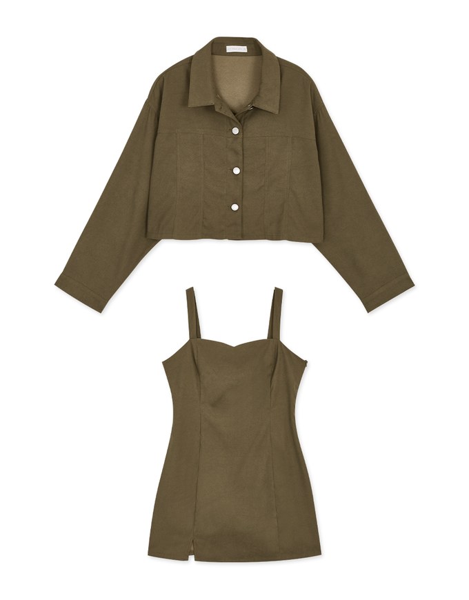 Modern Twist Crop Blouse Shirt + Sweetheart Dress Set Wear