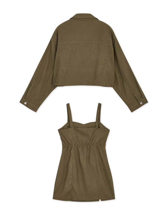 Modern Twist Crop Blouse Shirt + Sweetheart Dress Set Wear