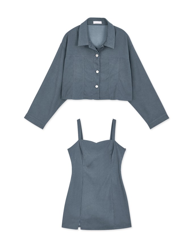 Modern Twist Crop Blouse Shirt + Sweetheart Dress Set Wear