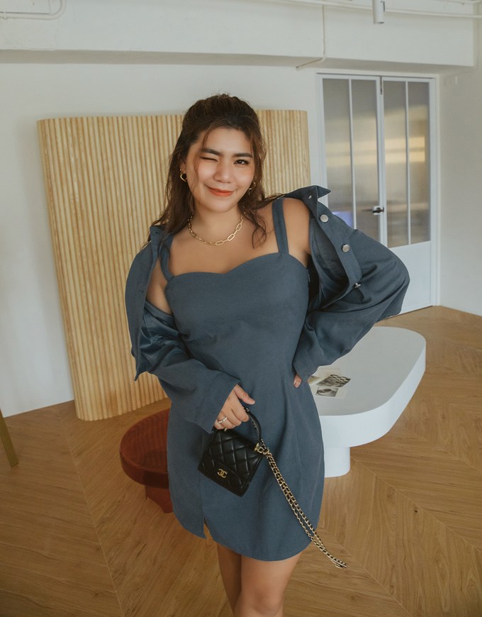 Modern Twist Crop Blouse Shirt + Sweetheart Dress Set Wear