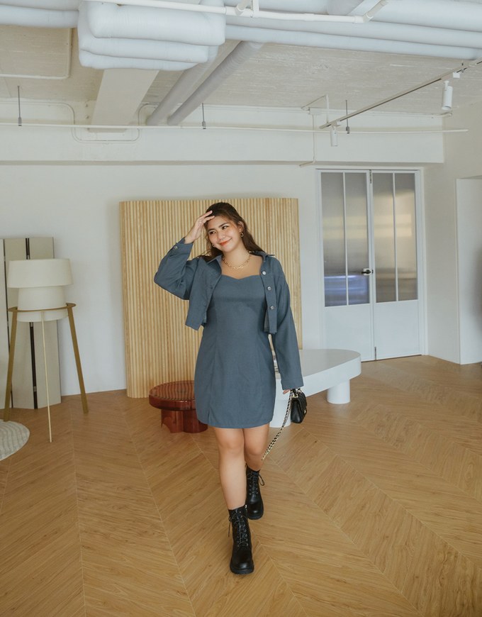 Modern Twist Crop Blouse Shirt + Sweetheart Dress Set Wear