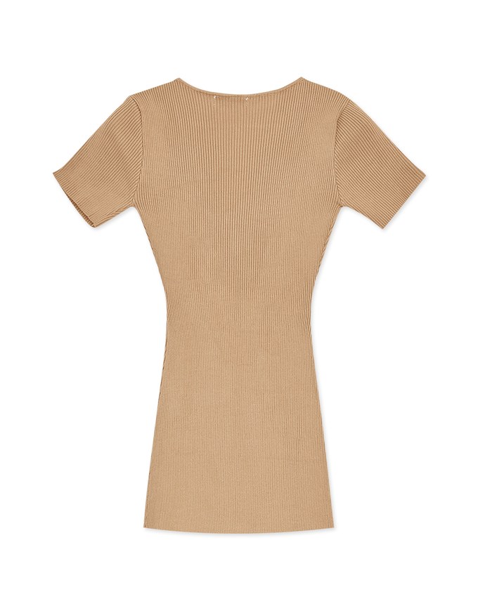 【Mi's Pick】Hollow Wrinkled SideSlit Knit Mini Dress
