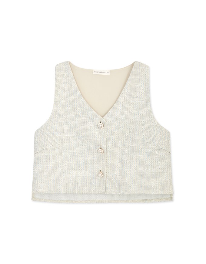 Classic Tweed Pearl Button Tank Top