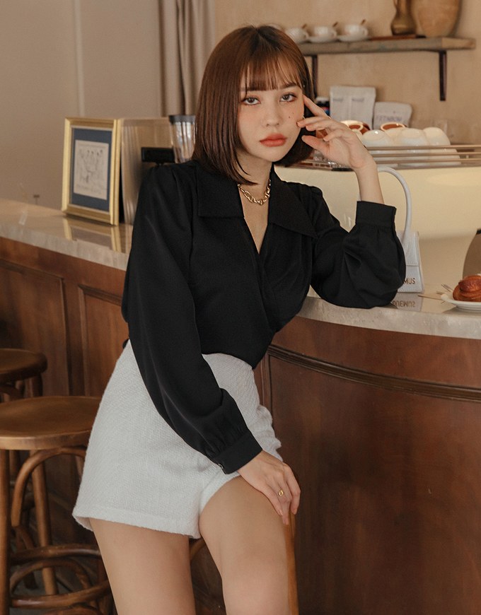 Smart Casual Crossover Tie Lapel Top