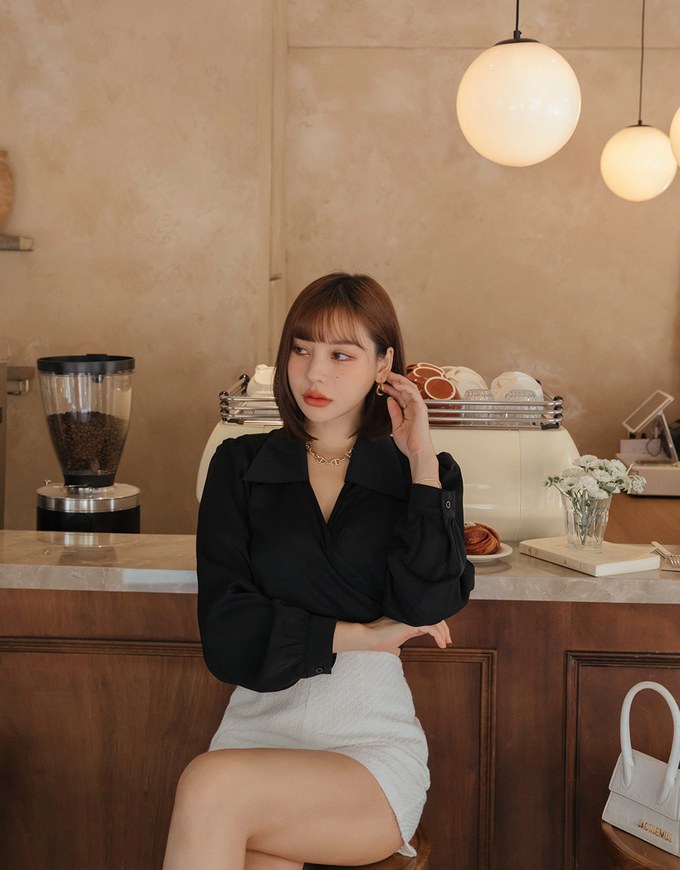 Smart Casual Crossover Tie Lapel Top