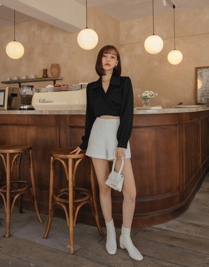 Smart Casual Crossover Tie Lapel Top