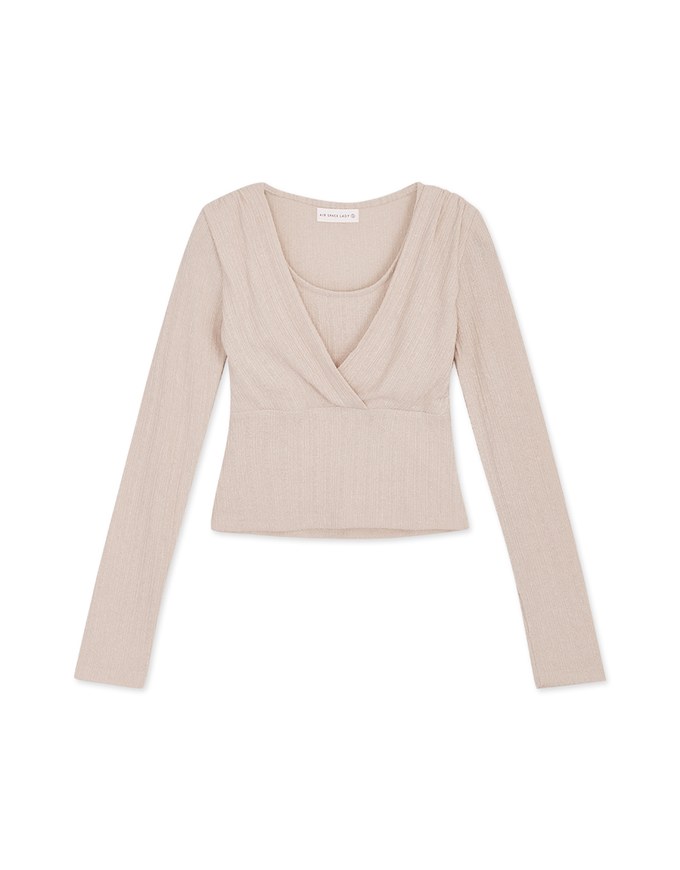 Fake Two Piece Overlap Crop Top