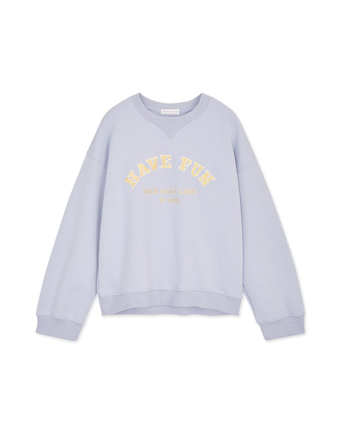 Preppy Embroidered Crewneck Loose Top