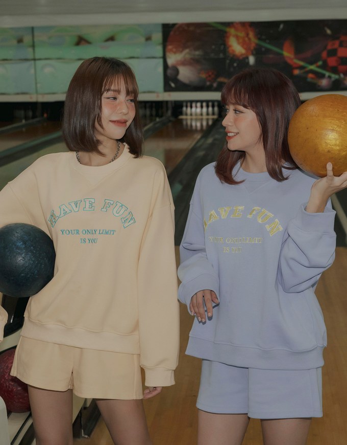 Preppy Embroidered Crewneck Loose Top
