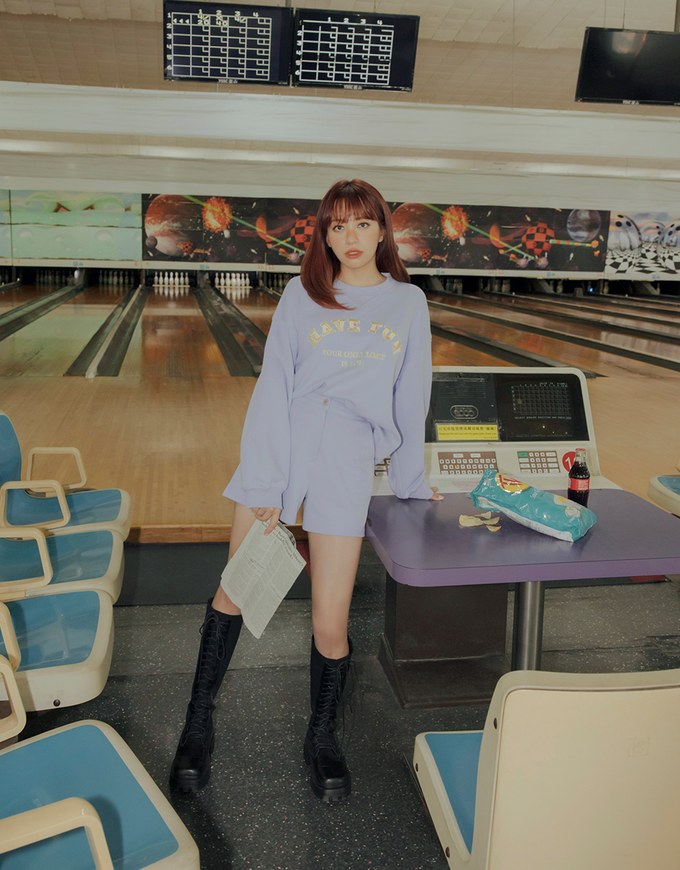 Preppy Embroidered Crewneck Loose Top