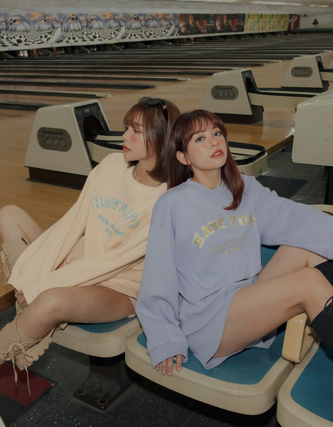Preppy Embroidered Crewneck Loose Top