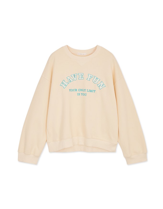 Preppy Embroidered Crewneck Loose Top