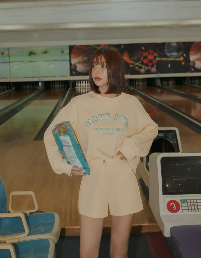 Preppy Embroidered Crewneck Loose Top