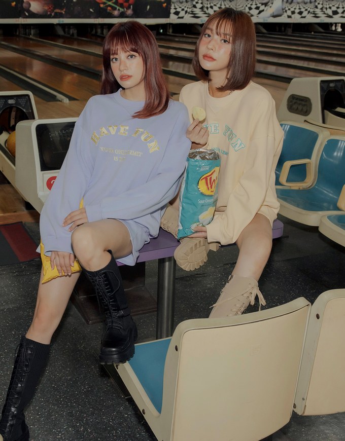 Preppy Embroidered Crewneck Loose Top