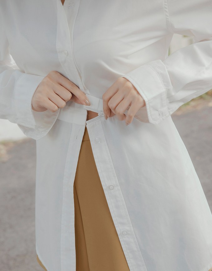 2WAY Buttoned Long Blouse Shirt