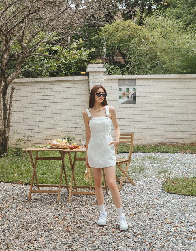 Woven Tweed Suspender Mini Dress