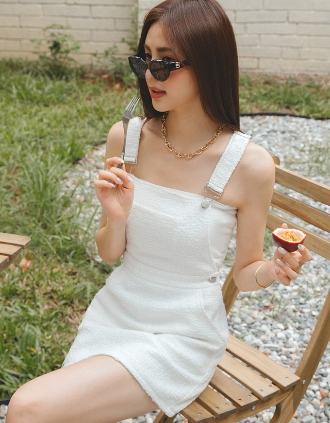 Woven Tweed Suspender Mini Dress