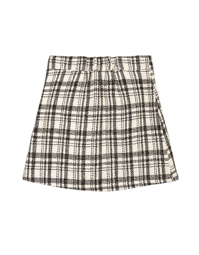 Overlap Checkered A Line Skirt