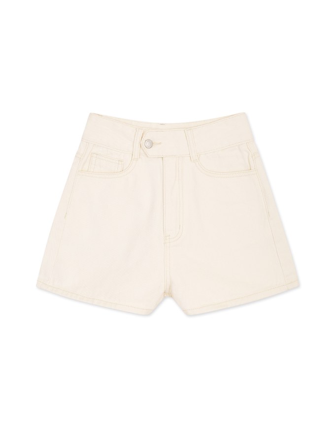 Side Button High Waisted Denim Jeans Shorts