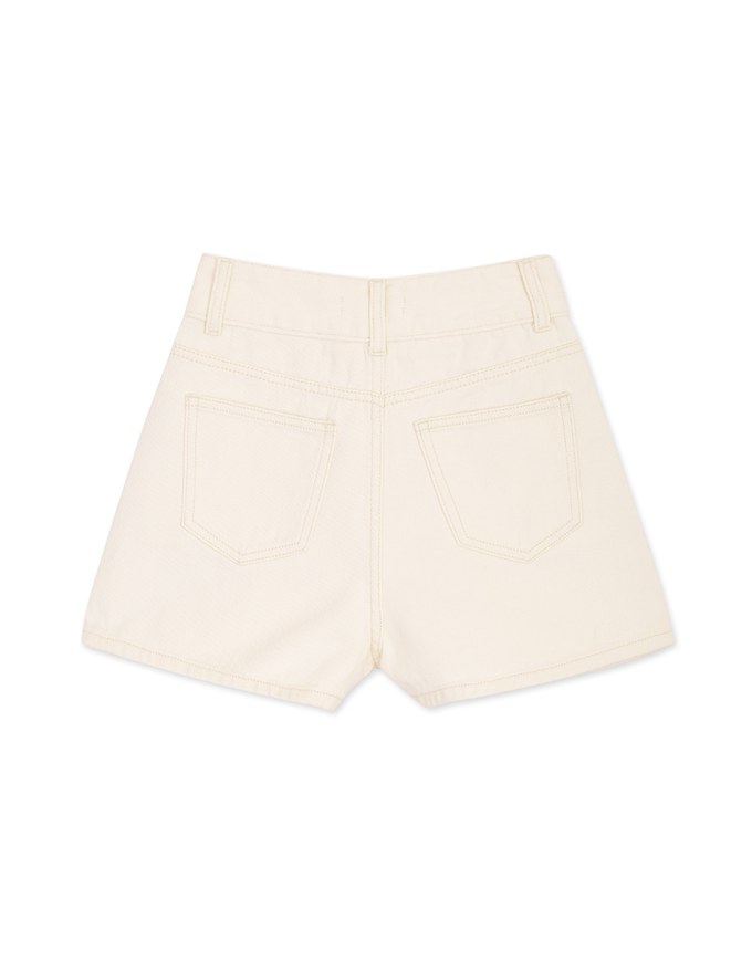 Side Button High Waisted Denim Jeans Shorts